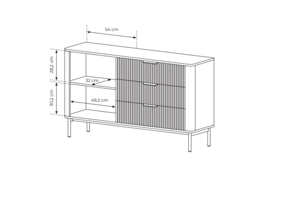 ArtLas Komoda WILLS 138 D3S | s LED osvětlením - main (7)