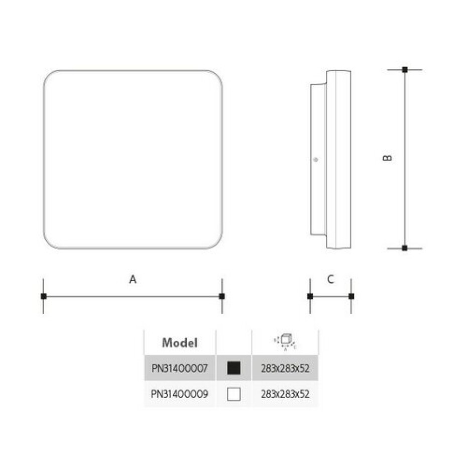 Panlux Přisazené LED svítidlo Verona Square černá, 28,3 x 28,3 cm, IP54 - main (5)