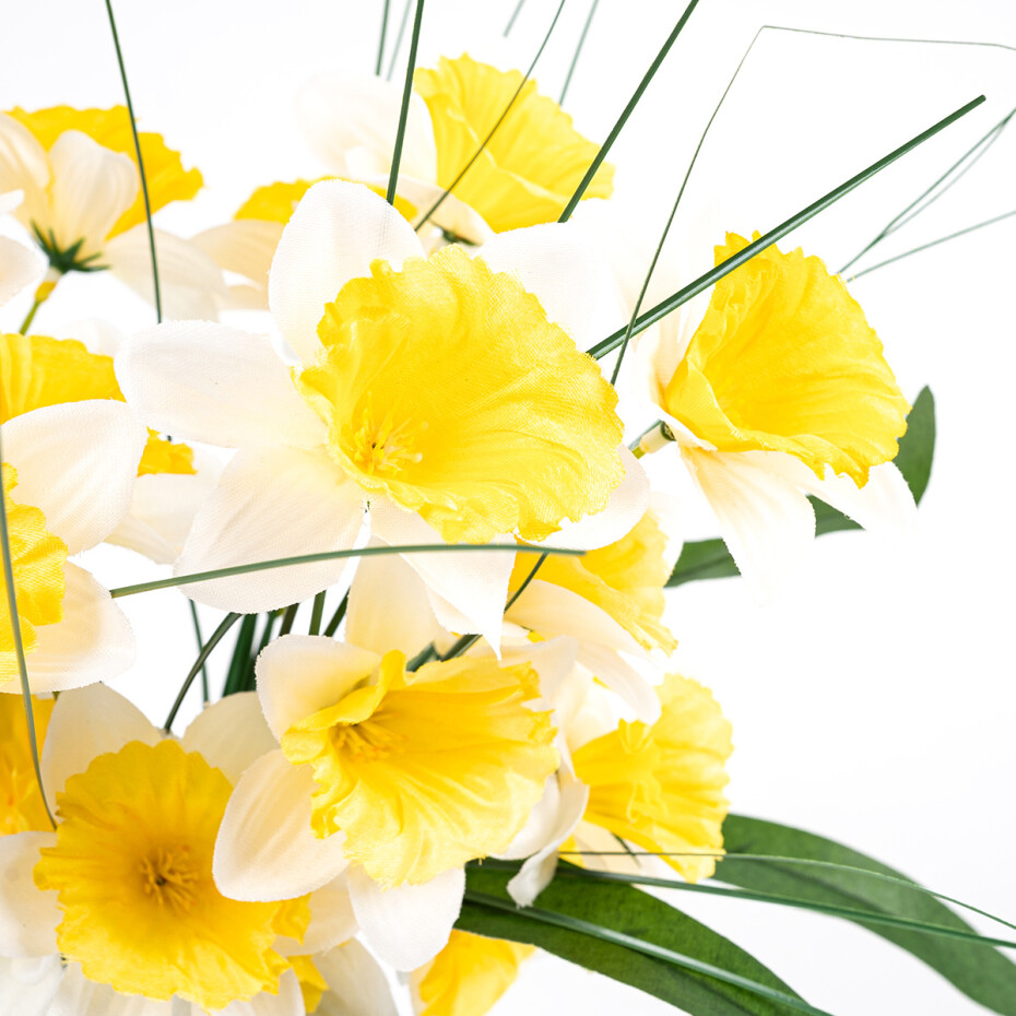 Umělá květina Narcis žlutobílá, 40 cm - main (2)