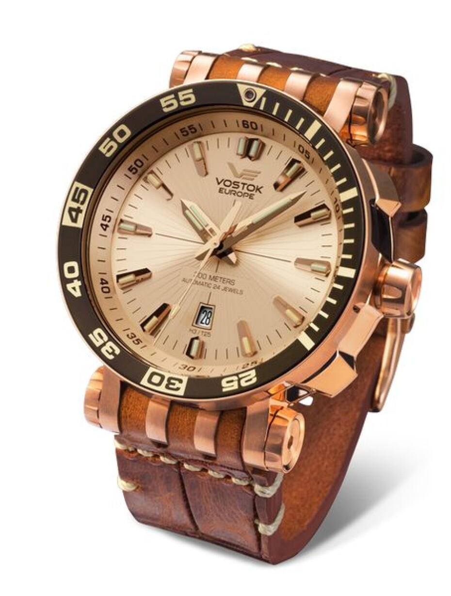 Kožený řemínek Vostok Europe Croco pro Energia NH35-575B281 - okrově hnědý/zlatá spona - main (3)