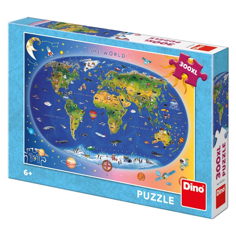 Mapa The World (dětská): puzzle 300XL dílků - Dino - main (0)
