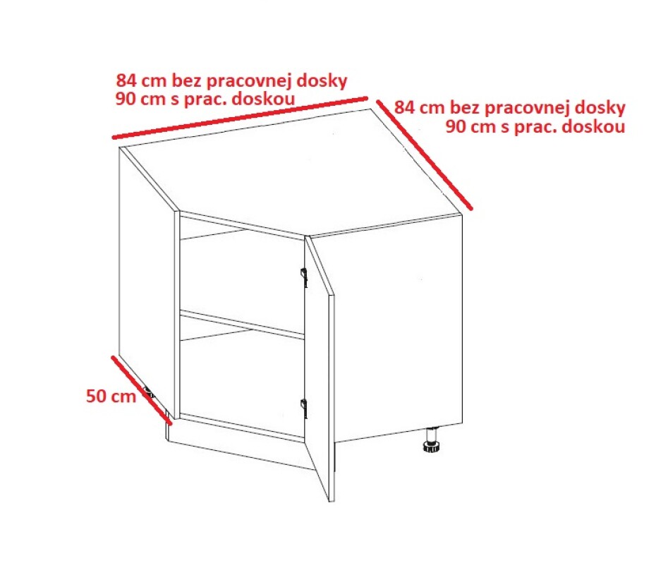 ArtExt Kuchyňská skříňka spodní rohová ESSEN | D12R 90 Barva korpusu: Bílá - main (13)