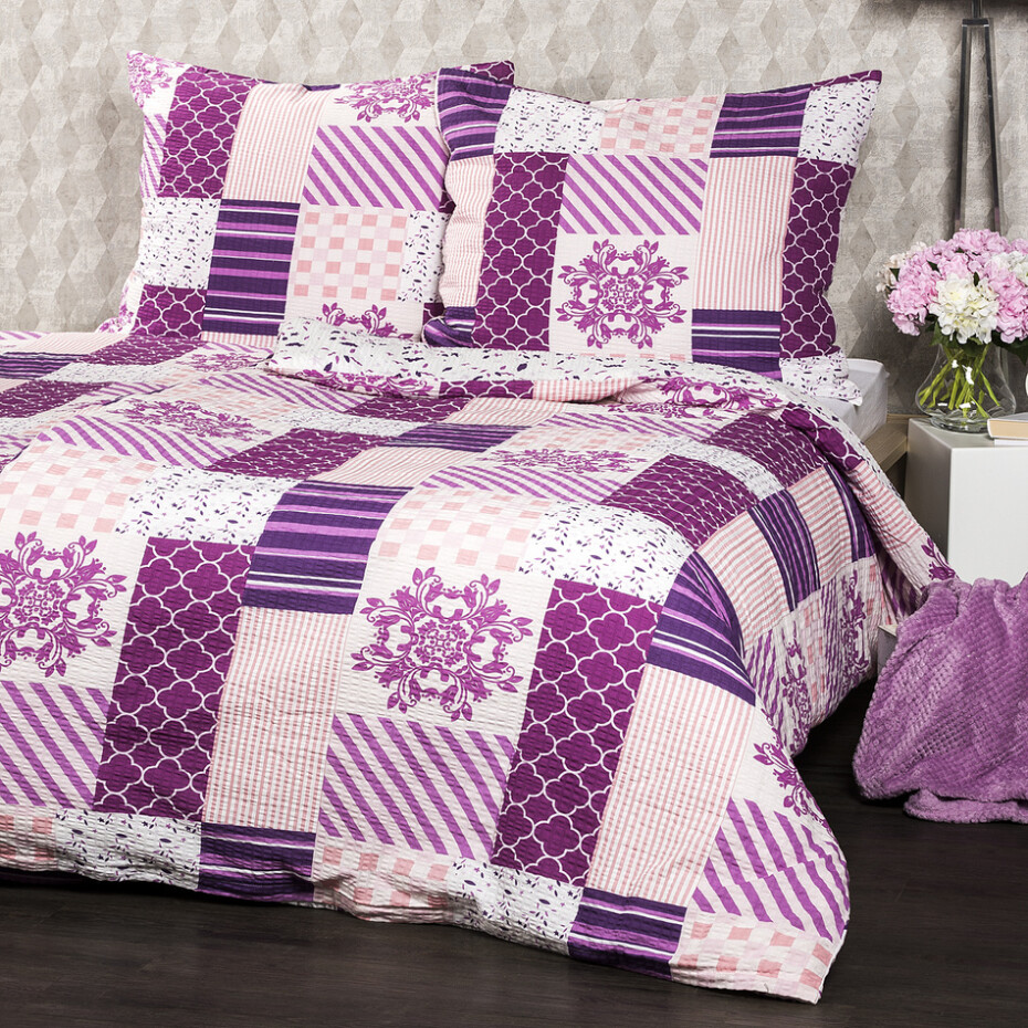 4Home Krepové povlečení Patchwork violet, 140 x 200 cm, 70 x 90 cm - main (4)