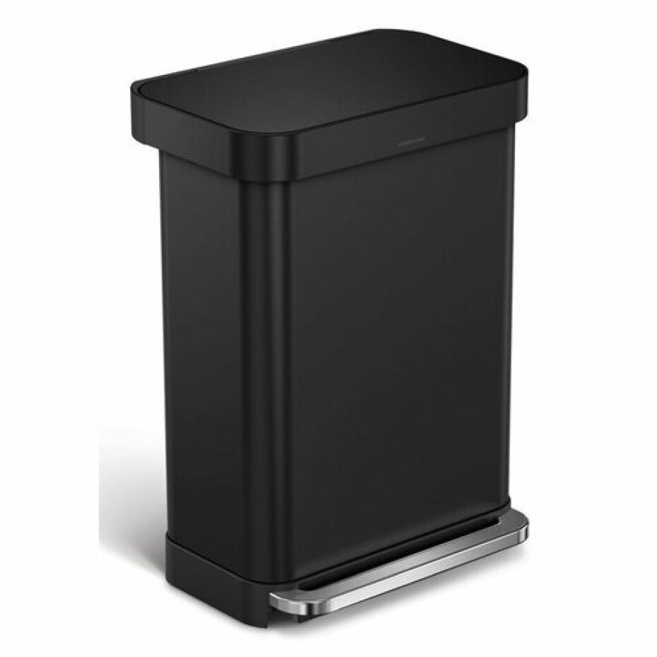 Simplehuman Obdélníkový pedálový koš s kapsou na sáčky 55 l, černá - main (0)