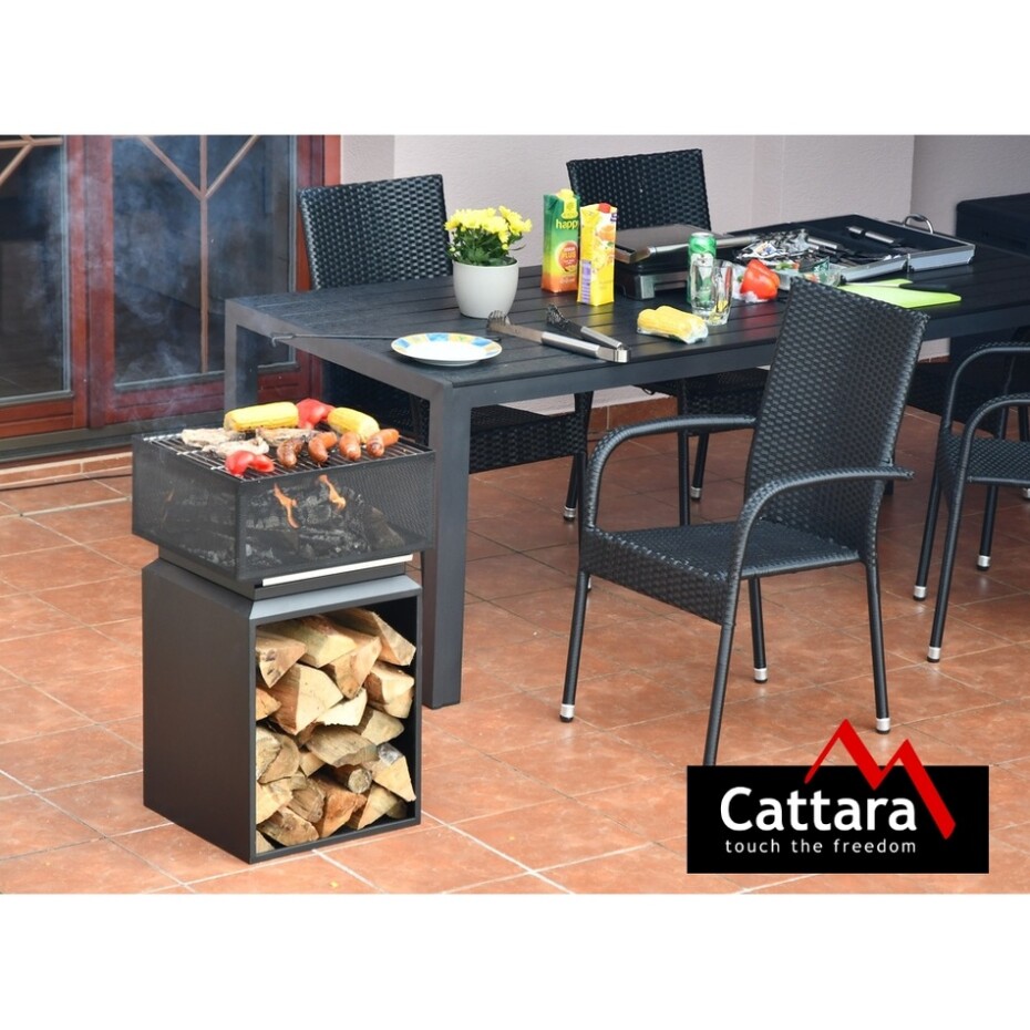 Cattara Přenosné ohniště s mřížkou Cube, 74 cm - main (6)