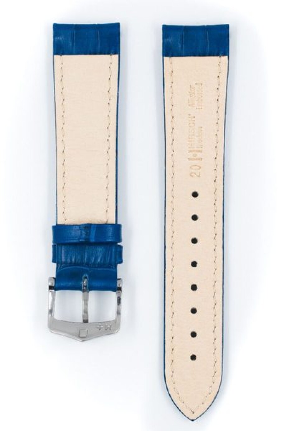 Řemínek Hirsch Modena - královská modrá - 22 mm - L – Standardní délka (doporučujeme) - 20 mm - Stříbrná - main (2)