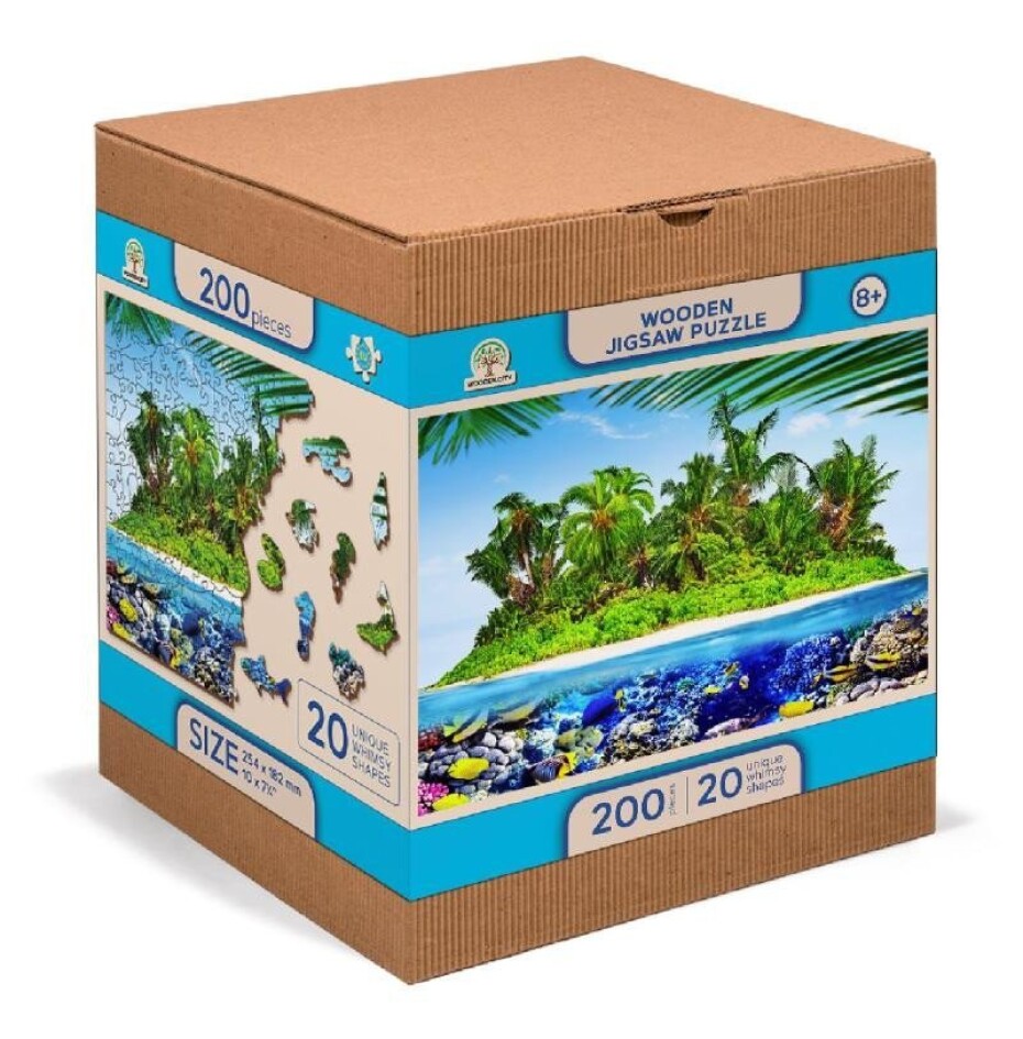 Wooden City Puzzle 2v1 Exotický ostrov pokladů 200 dílků - main (0)