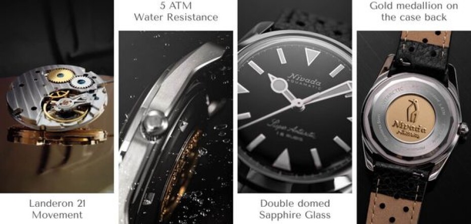 Nivada Grenchen Super Antarctic 35 mm - Black White Luminova - Bracelet Flat Link - main (11)