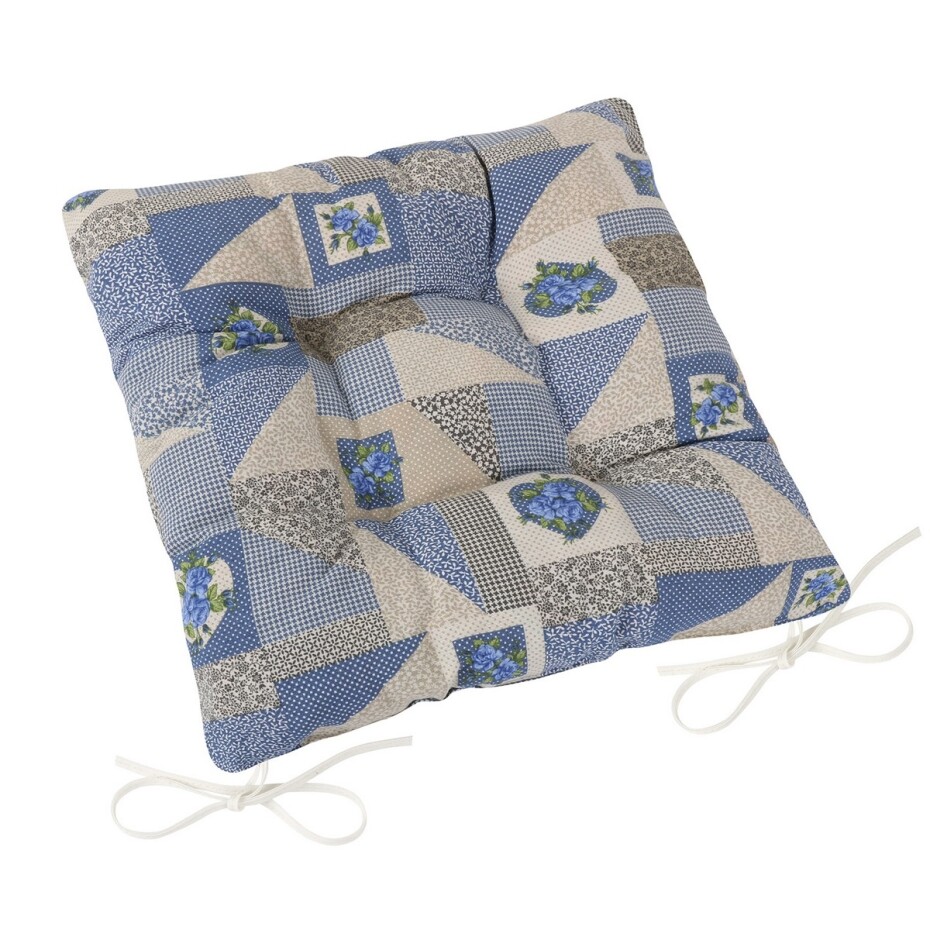 Bellatex Sedák EMA prošívaný Patchwork modrá, 40 x 40 cm - main (0)