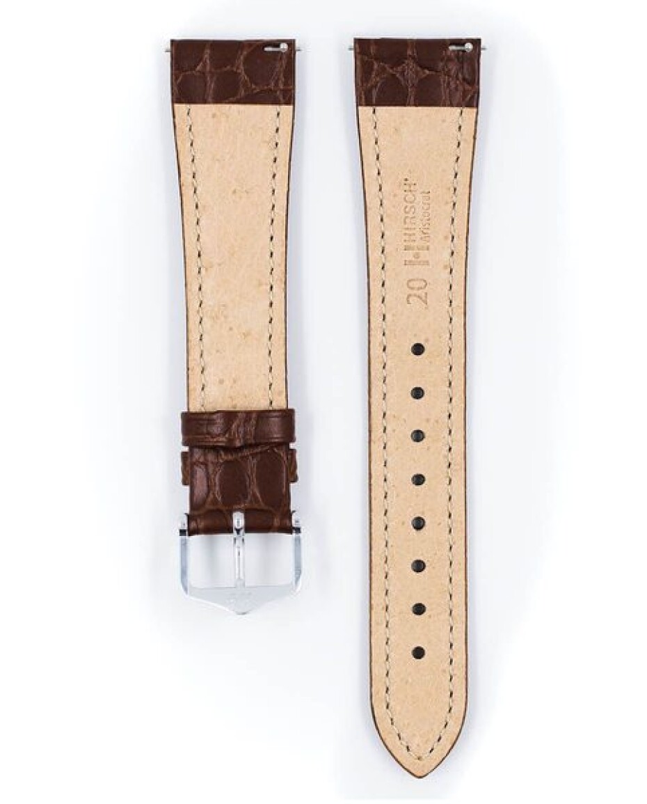 Řemínek Hirsch Aristocrat - hnědý - 22 mm - L – Standardní délka (doporučujeme) - 18 mm - Stříbrná - main (3)
