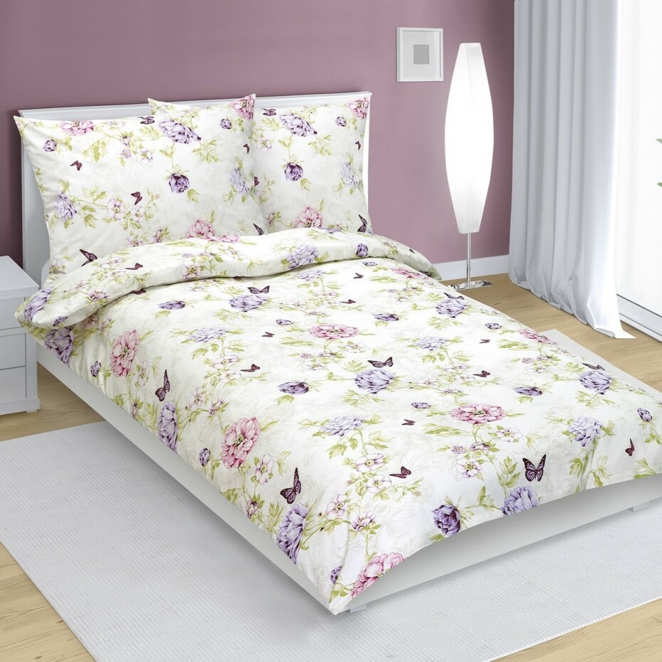 Bellatex Bavlněné povlečení Louka fialová, 140 x 220 cm, 70 x 90 cm - main (0)