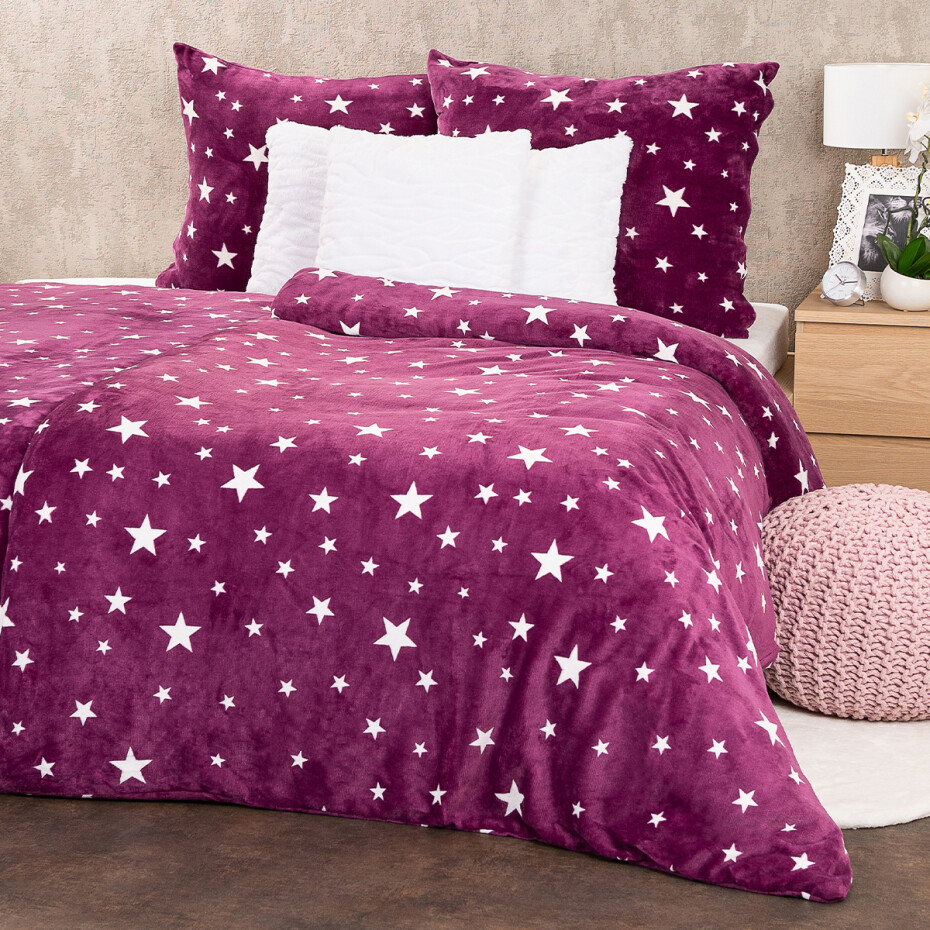 4Home Povlečení mikroflanel Stars violet , 160 x 200 cm, 70 x 80 cm - main (3)