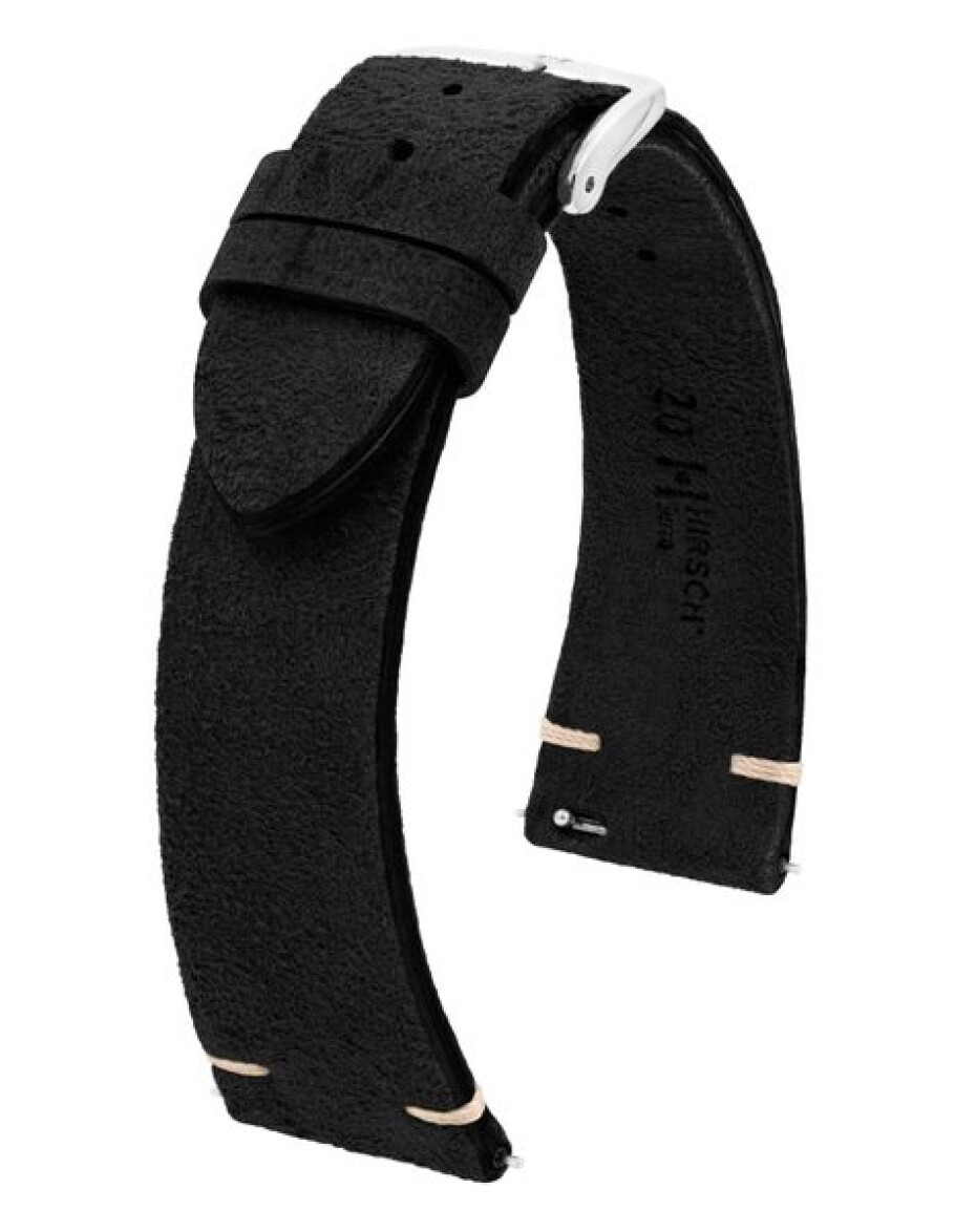 Řemínek Hirsch Serro - černý - 19 mm - L – Standardní délka (doporučujeme) - 16 mm - Stříbrná - main (0)