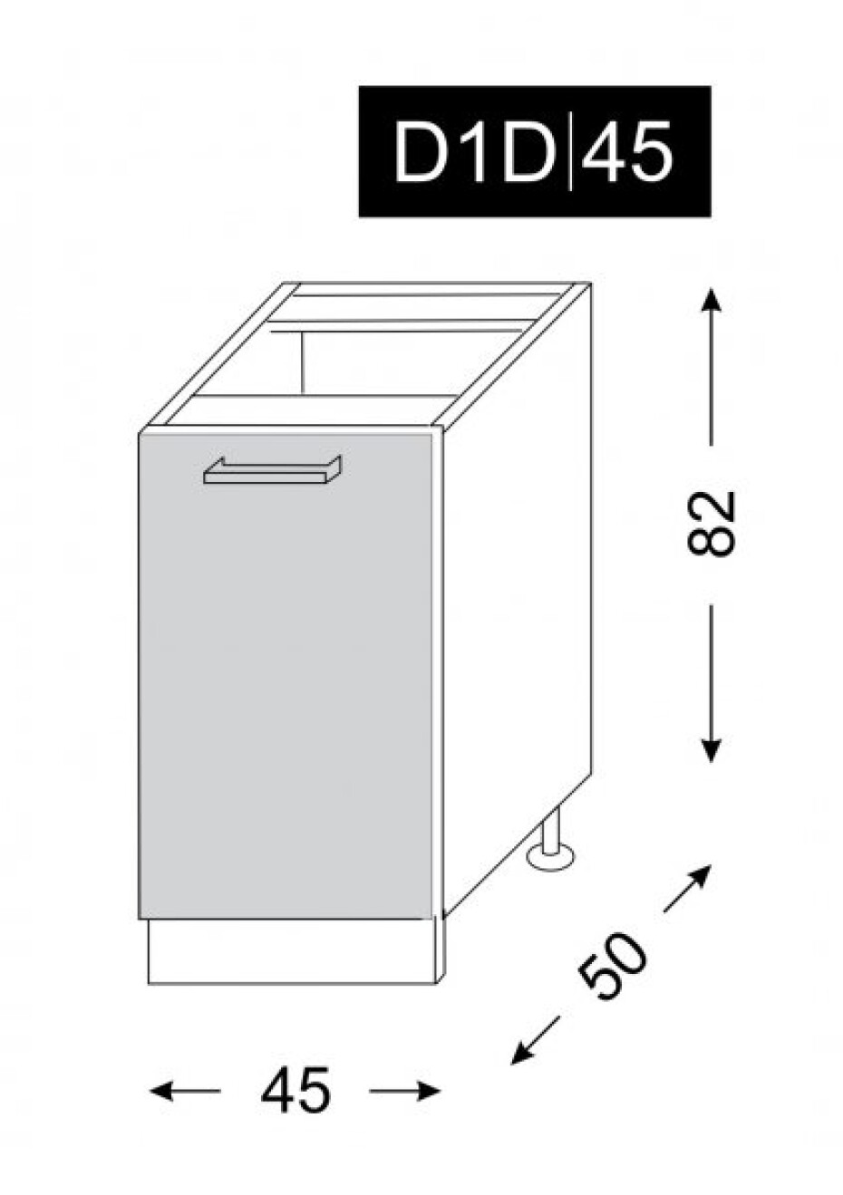 ArtExt Kuchyňská skříňka spodní, D1D / 45 Amaro Barva korpusu: Bílá - main (3)