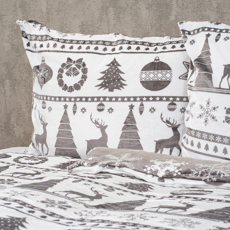 4Home Vánoční povlečení mikroflanel Christmas time šedá, 140 x 220 cm, 70 x 90 cm - main (4)