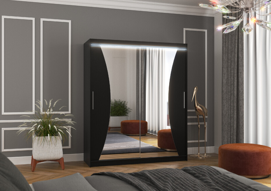 ArtAdrk Šatní skříň CHARLOTTE | 180 cm Skříň: Chre03/černá - main (8)