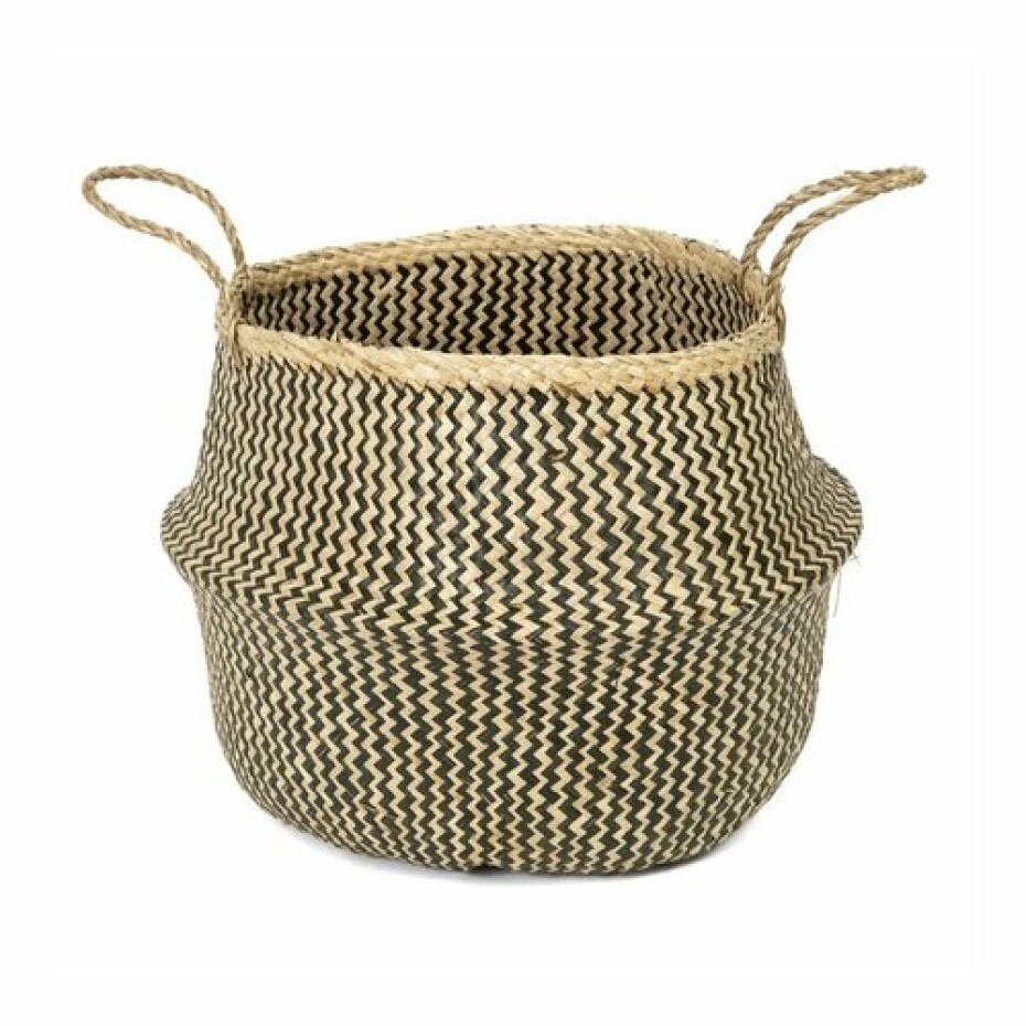 Compactor Pletený úložný košík z mořské trávy Belly, 45 x 36 cm, černá, L - main (0)