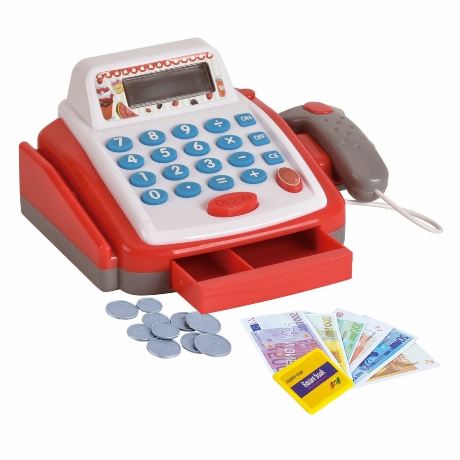 Pokladna malá digitální, plast, 18 cm s doplňky, na baterie se zvukem se světlem - main (0)