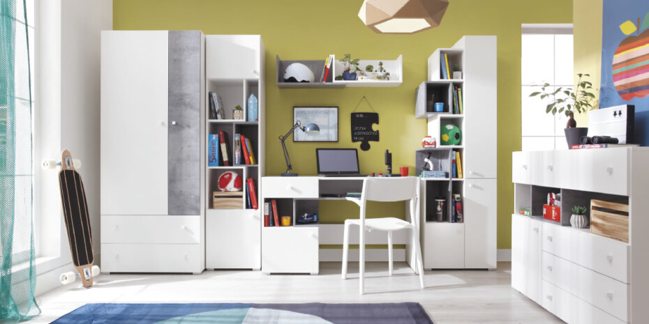 Meblar Šatní skříň SIGMA SI3 L/P Barva: beton/bílá/dub - main (10)