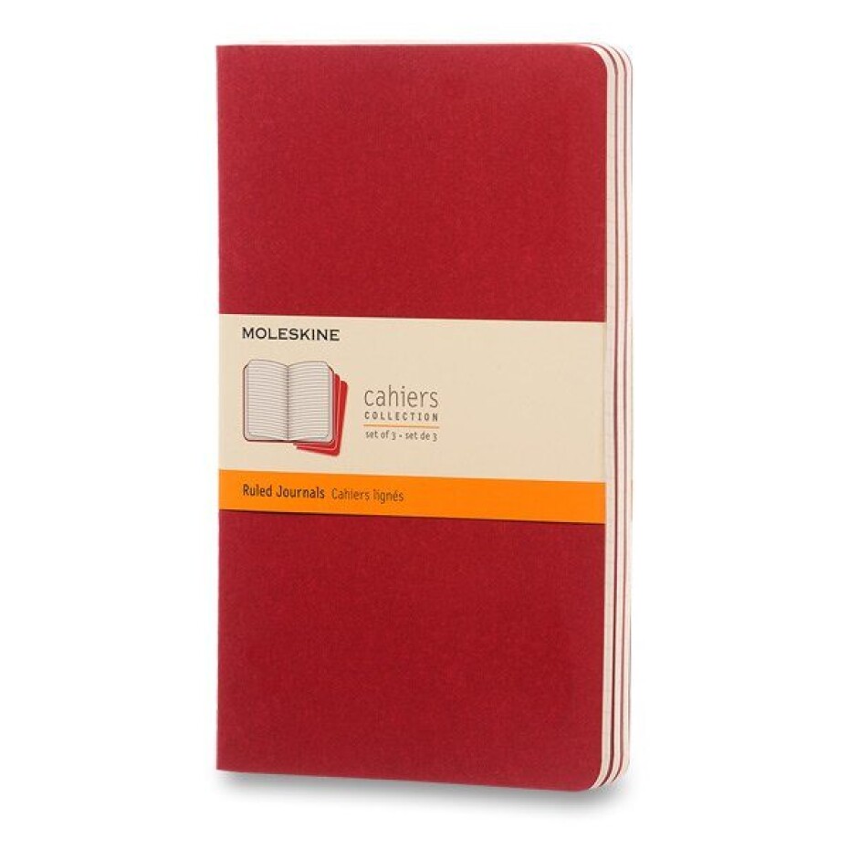 Sešity Moleskine Cahier VÝBĚR BAREV, 3KS - měkké desky - L, linkovaný 1331/22372 - Sešity Moleskine Cahier červený - main (0)