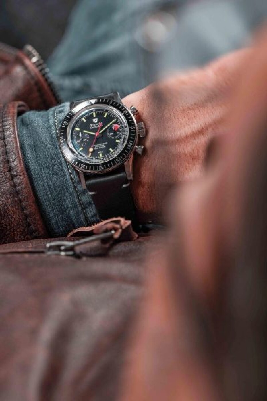 Nivada Grenchen Chronomaster Lollipop Inter. Bezel - Manual - Brown leather White Stitching - main (18)