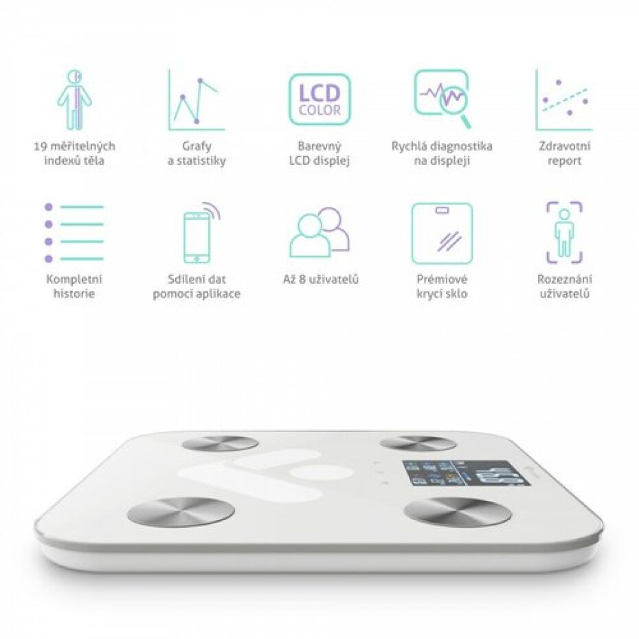 TrueLife FitScale W6 BT osobní váha s bluetooth, bílá - main (2)