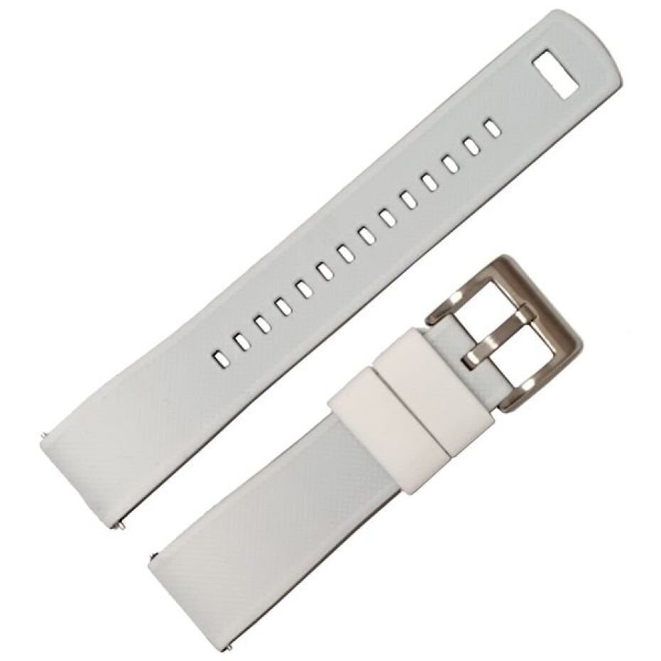 Silikonový řemínek, bílý/černý se stříbrnou sponou - 20 mm - main (0)