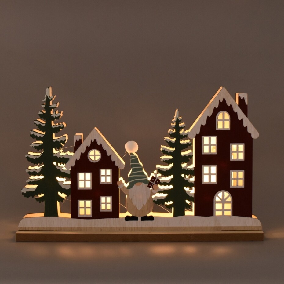 Vánoční svítící dekorace Domečky, 28 x 17,5 x 5 cm, LED - main (1)