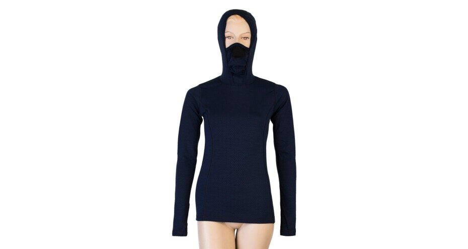 Sensor tričko s kapucí Merino Df deep blue - main (1)