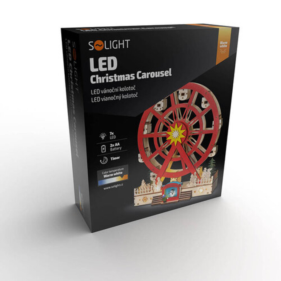 Solight LED vánoční otáčející se kolotoč, 7x LED, 30 cm, 2x AA - main (3)