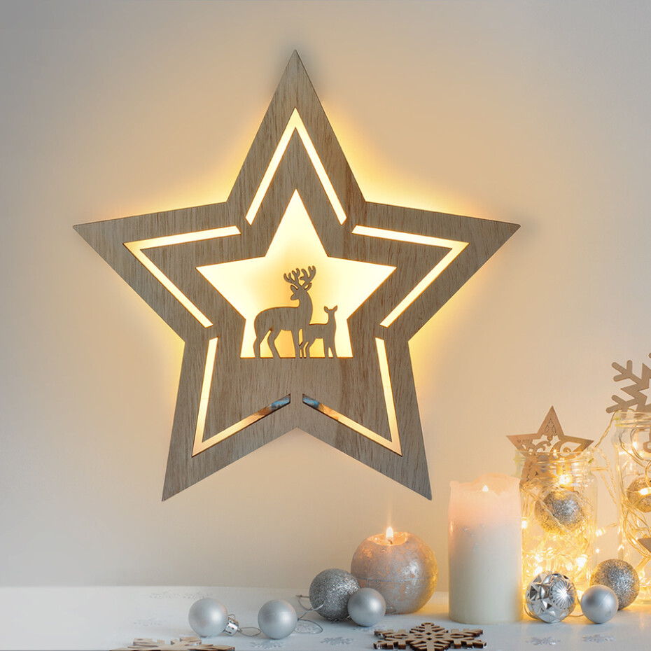 Solight LED nástěnná dekorace vánoční hvězda, 24x LED, 2x AA - main (7)