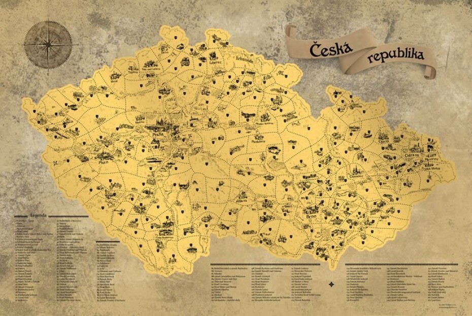 Stírací mapa Česka – zlatá Deluxe XL - main (0)