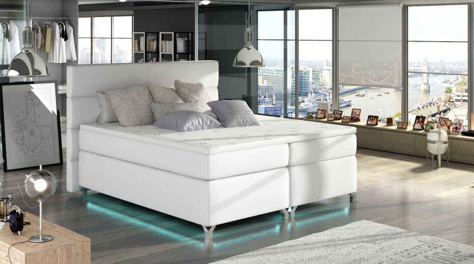 Artelta Manželská postel AMADEO Boxspring s LED osvětlením | 140 x 200 cm Barva: BAO 04 - Sawana 05 (šedá) - main (4)