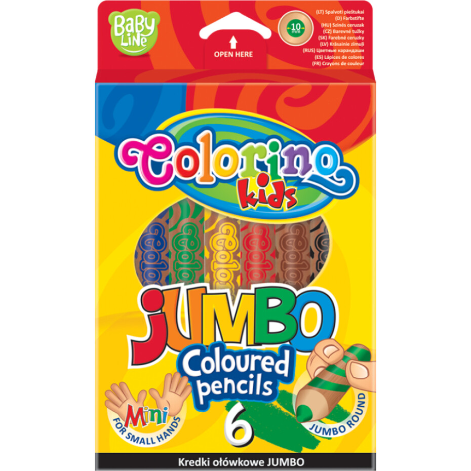 Colorino pastelky kulaté JUMBO, s ořezávátkem, 6 barev - main (0)