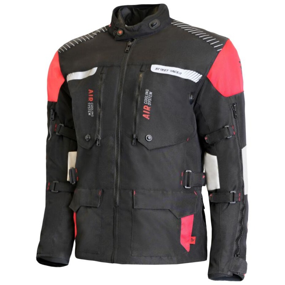 Street Racer Bunda na motorku All Season černo-šedá-červená - main (0)