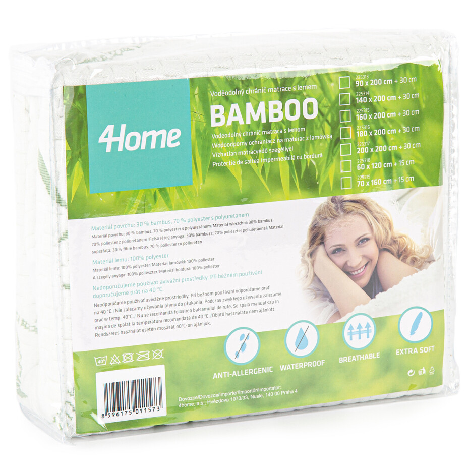 4Home Bamboo Nepropustný chránič matrace s lemem, 200 x 200 cm - main (7)