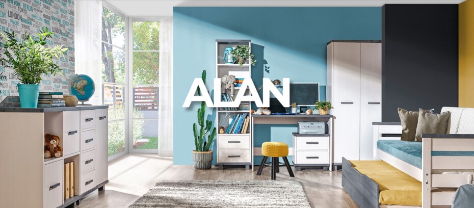 Dolmar Dětská postel s přistýlkou ​​ALAN 01/02 | 90 x 200 cm Barva: bílá/hnědá, Provedení: Dětská postel Alan 01/02 s úložným prostorem - main (8)