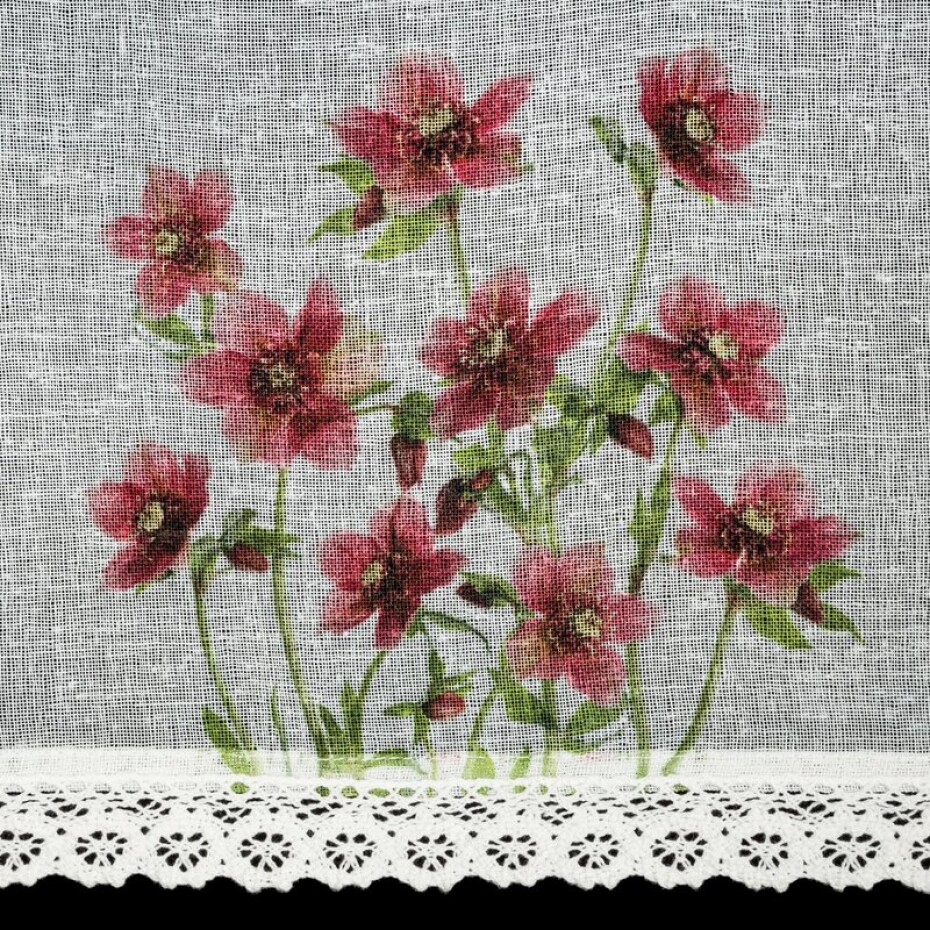 ArtFir Záclona ISA P | červené květy 150 x 60 cm - main (3)