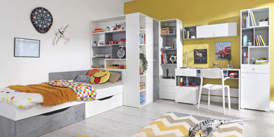 Meblar Šatní skříň SIGMA SI3 L/P Barva: beton/bílá/dub - main (5)