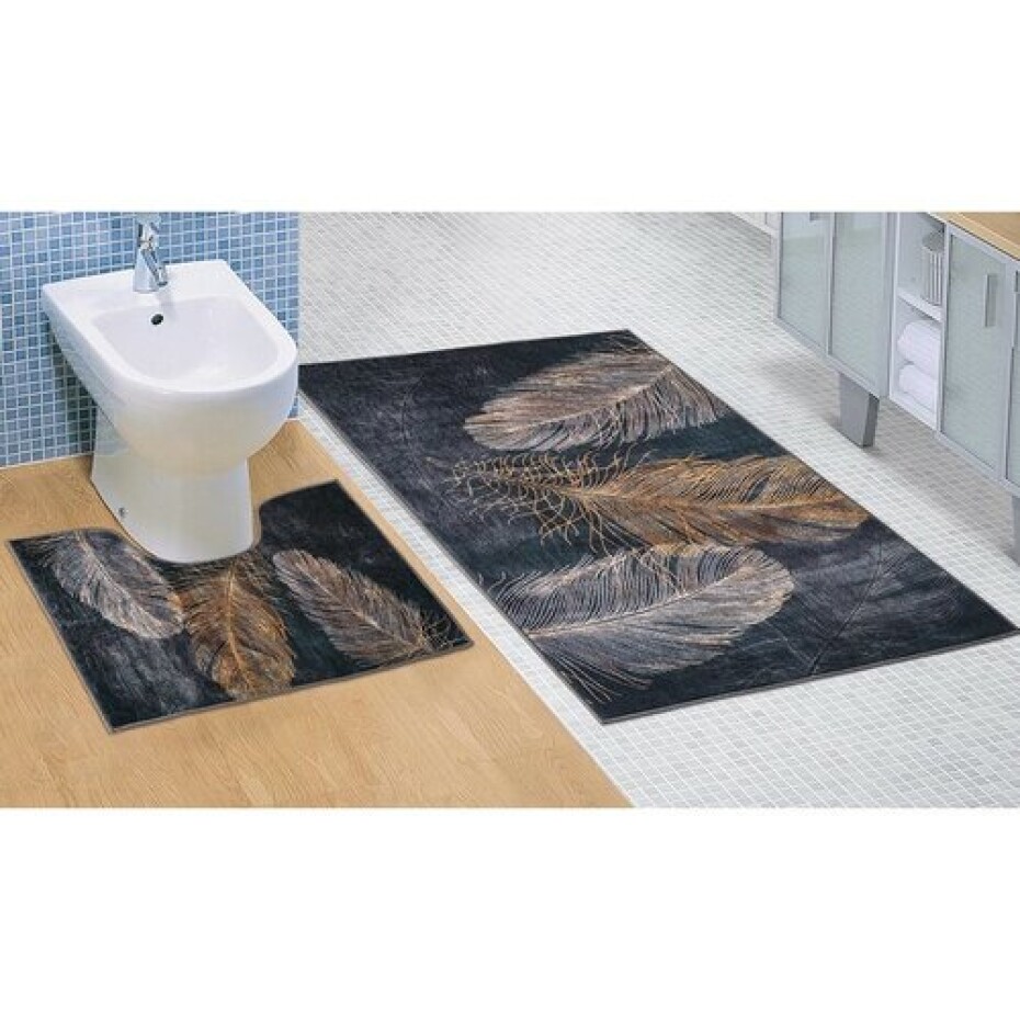 Bellatex Sada koupelnových předložek Pírko 3D, 60 x 100 cm, 60 x 50 cm  - main (0)