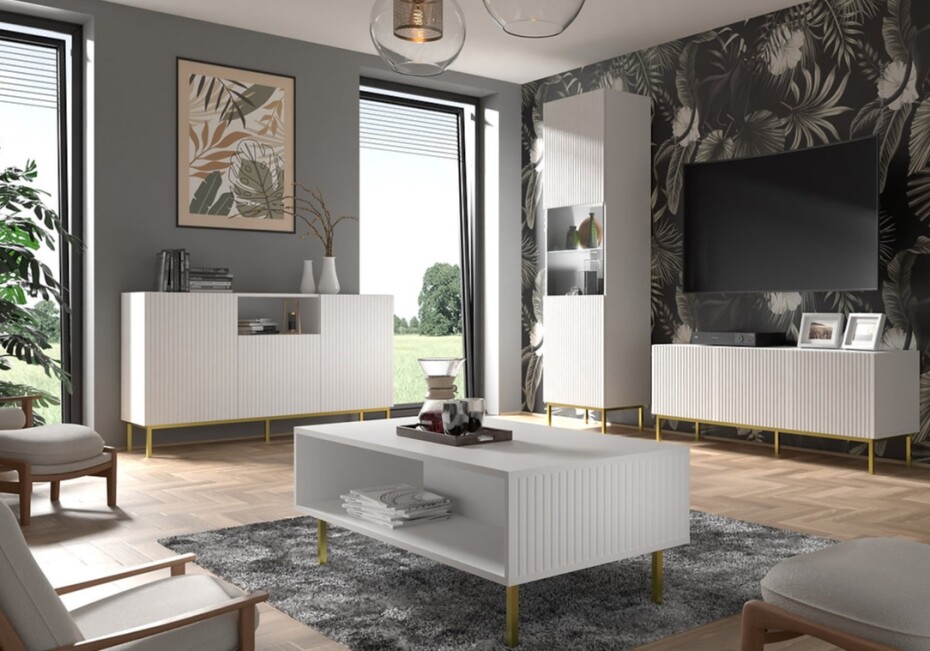 ARTBm Komoda RAVENNA B 2D3S 150 | bílá matná Provedení: Bílá matná / černá podnož - main (5)