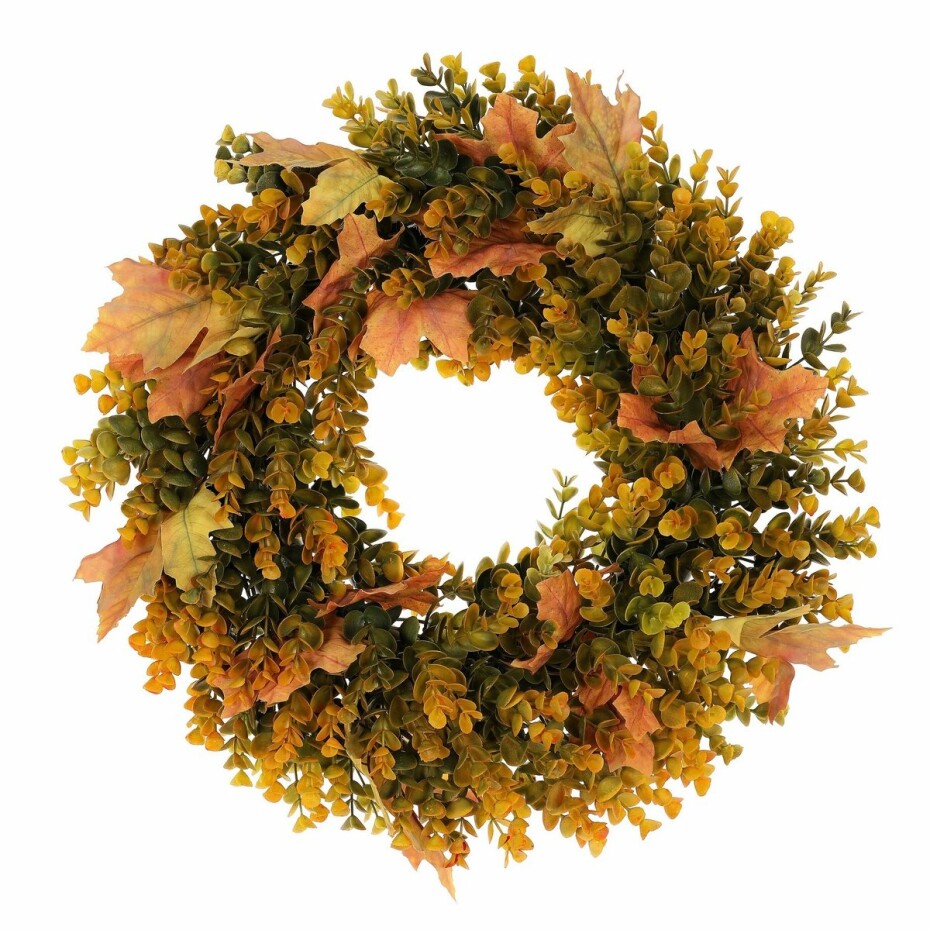 Věnec umělý z eukalyptu, pr. 50 cm, oranžovo-zelená - main (0)