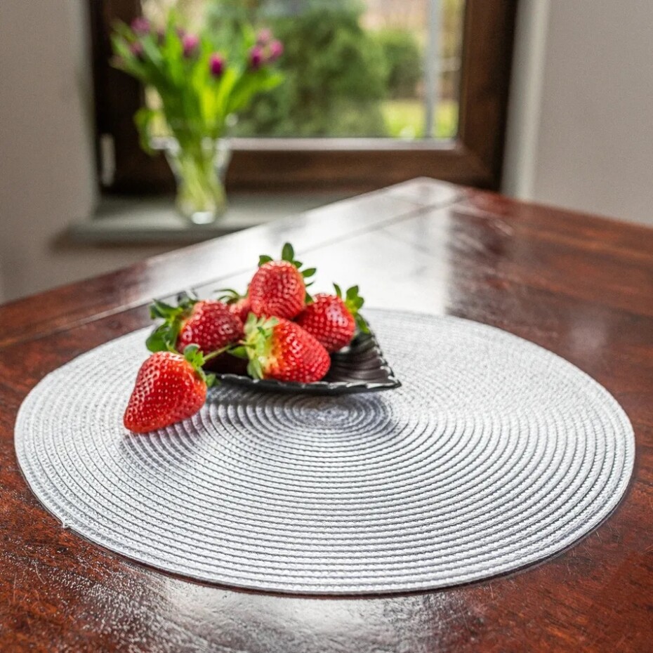 Altom Prostírání Straw šedá, pr. 38 cm, sada 4 ks - main (1)