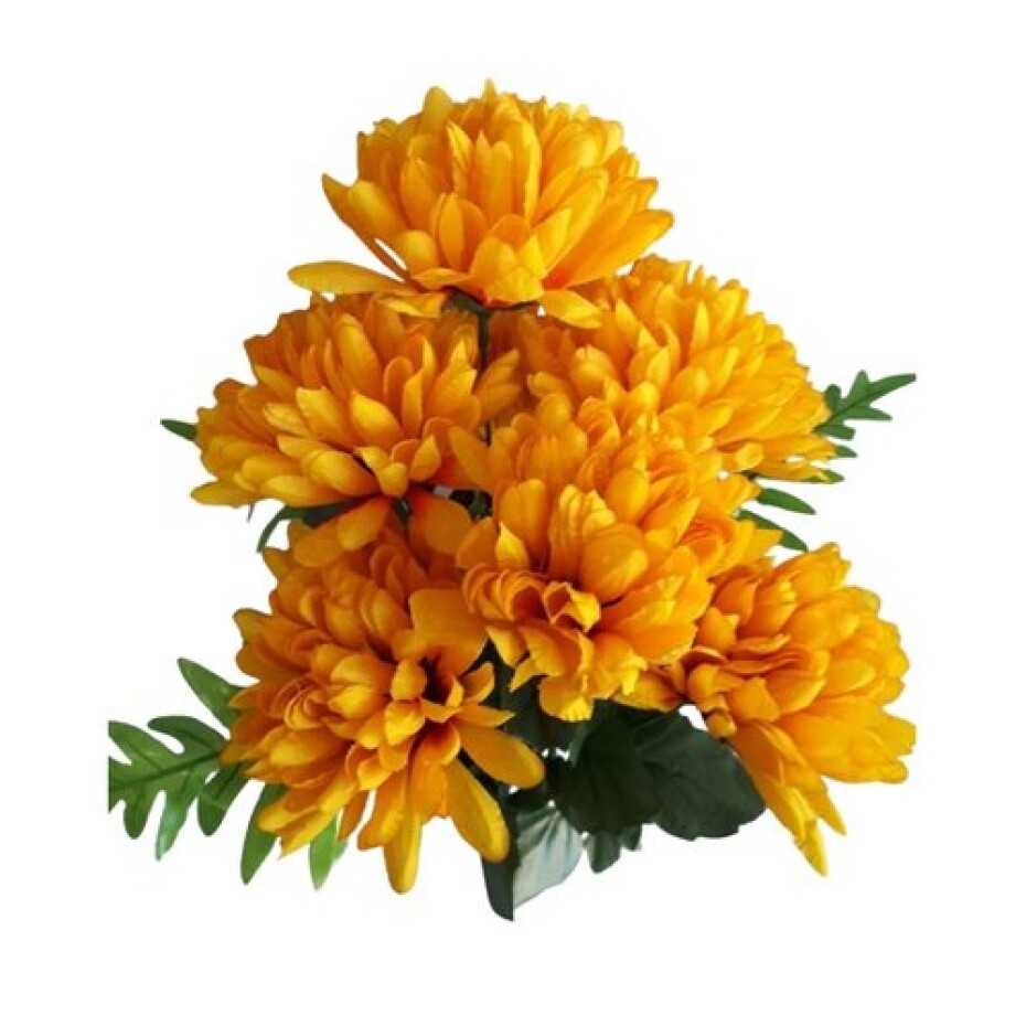 Umělý svazek Chryzantém, tmavě žlutá, výška 58 cm - main (1)