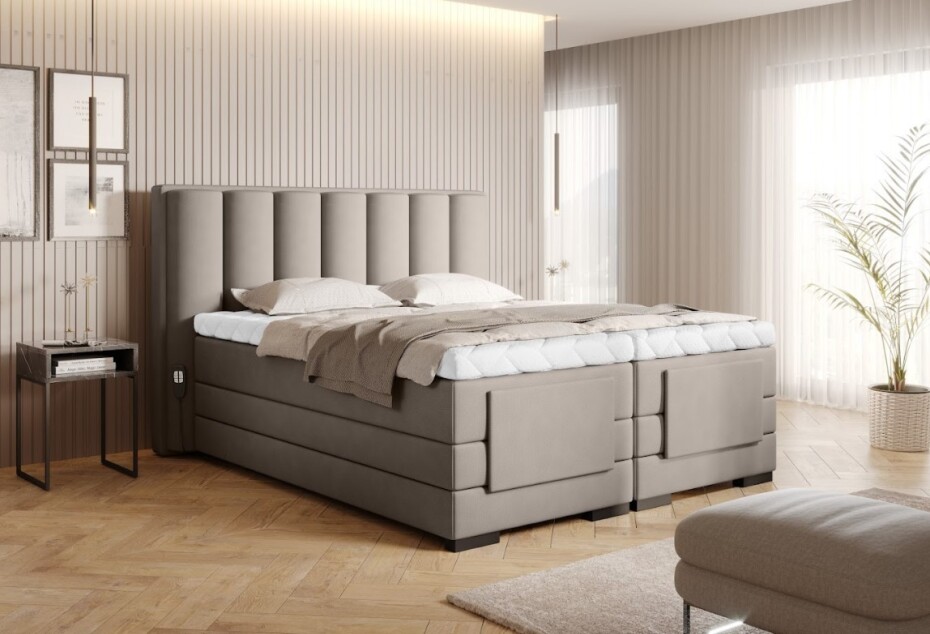 Artelta Manželská postel VEROS Boxspring | elektrická polohovatelná 160 x 200 cm Barva: Flores 22 - main (5)