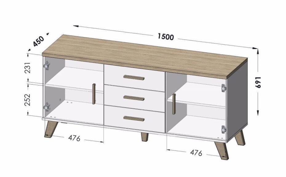 Artcam TV stolek LOTTA 2D3S | 150 cm - main (1)