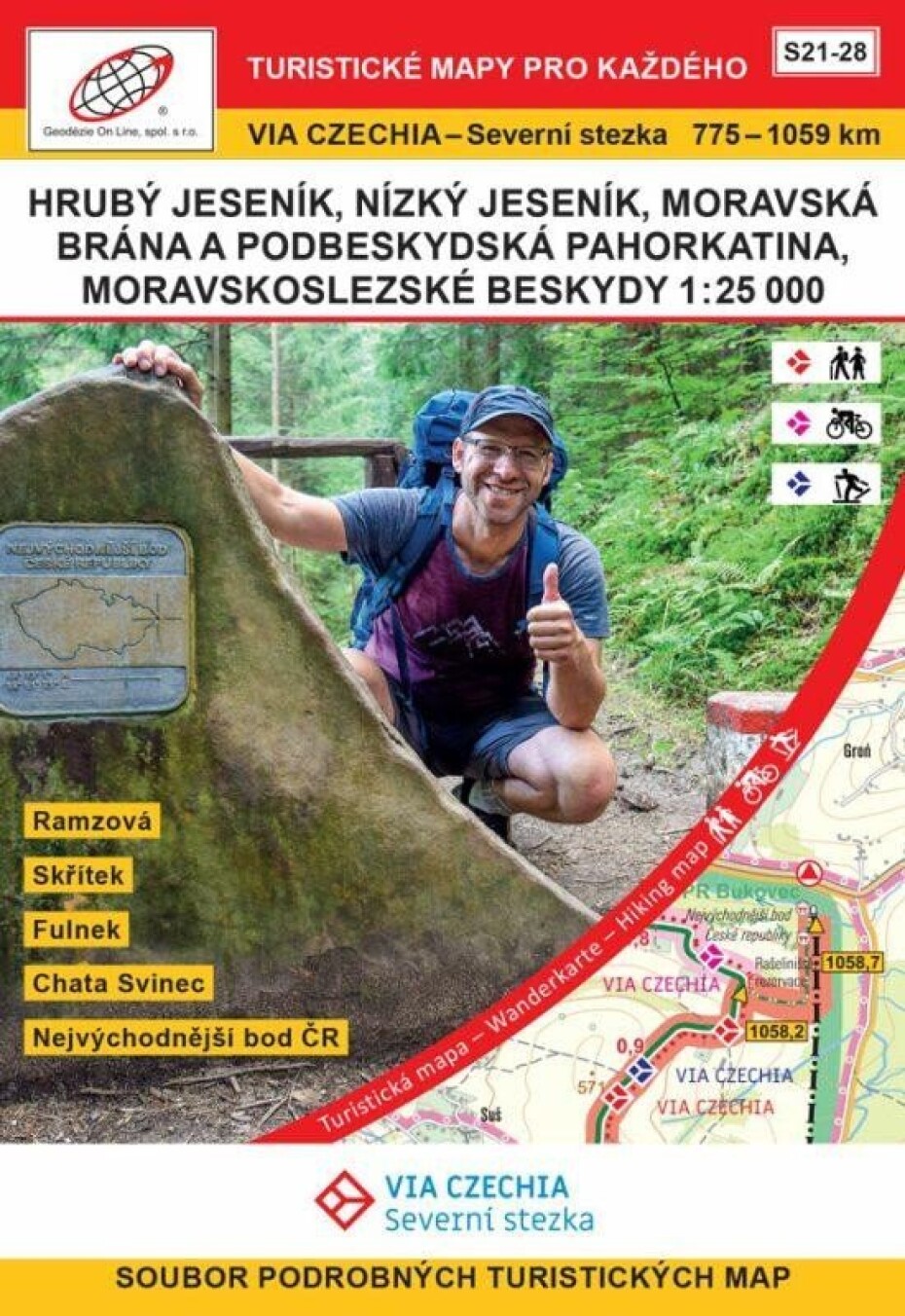 VIA CZECHIA - Severní stezka, BOX 4, S21-28 1 : 25 000, Severní stezka, úseky Hrubý Jeseník, Nízký Jeseník, Moravská brána a Podbeskydská pahorkatina, Moravskoslezské Beskydy - main (0)