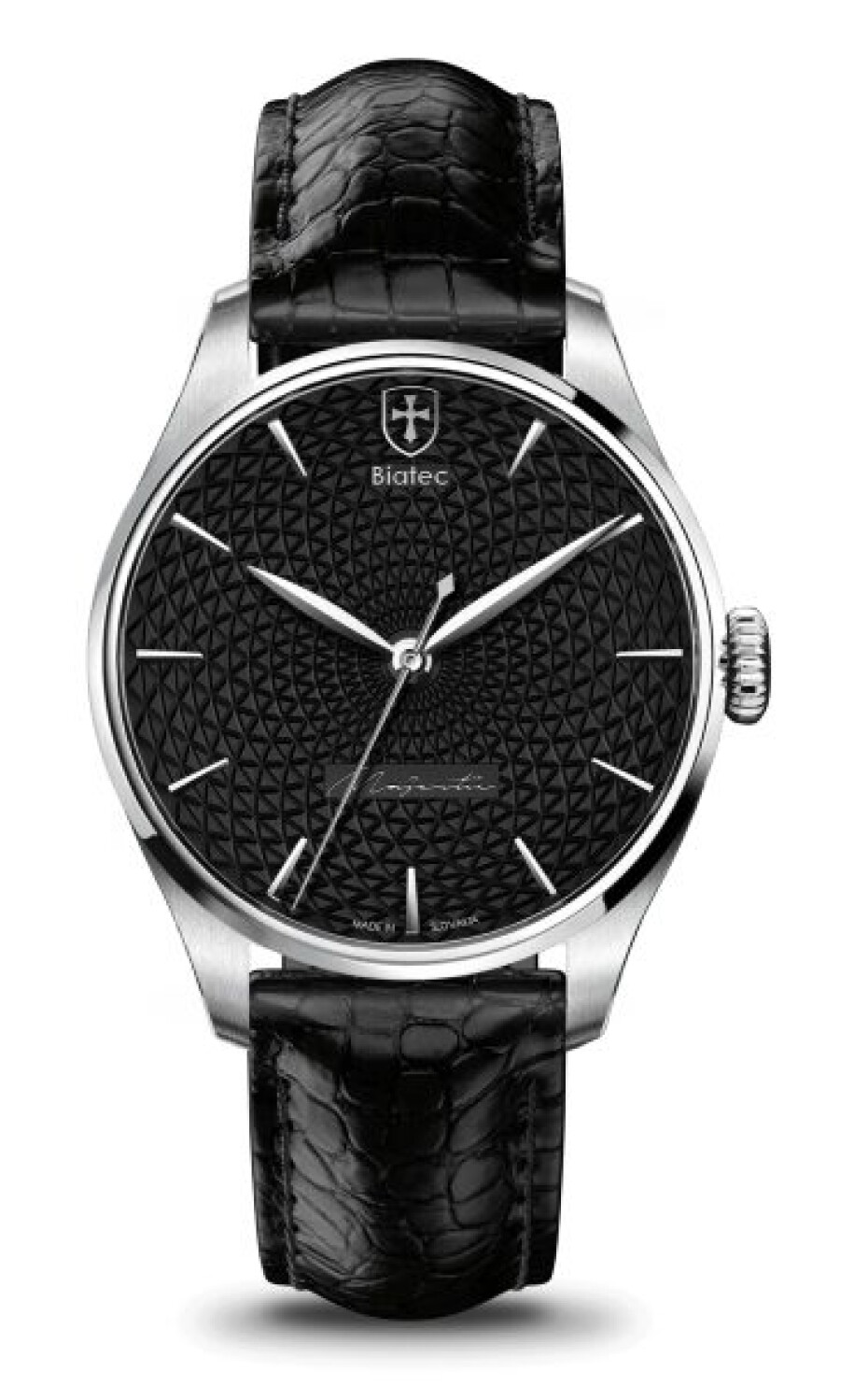Biatec Majestic 01 N - Černý kožený řemínek z pravého aligátora - main (0)