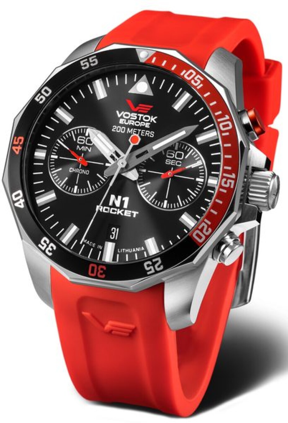 Vostok Europe N-1 Rocket Chrono Line 6S21-225A707S - Černý silikonový řemínek - main (2)