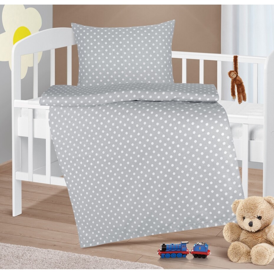 Bellatex Dětský set polštáře a přikrývky Puntíky šedá, 75 x 100 cm, 42 x 32 cm - main (2)